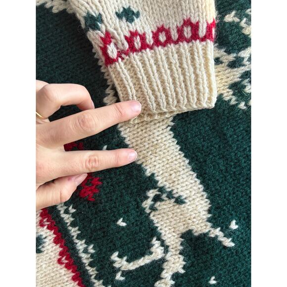 Vintage Eddie Bauer 1990 Reindeer Christmas Sweater holiday fair isle 100% Wool - Picture 4 of 7
